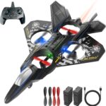 BEZGAR RC Plane, 2.4GHZ Drones for Kids | Remote Control Airplane, RC Helicopter, 360° Flip Fighter Jet Toy with Colorful Navigation LED Light