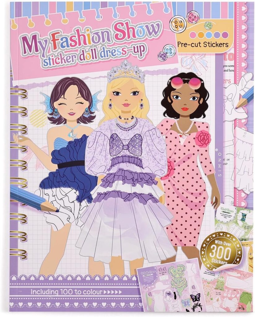 Girls Sticker Dress-UP, Fashion Designer Activity Book for Kids, Toddler Homeschool Activities Preschool Busy Book, Reusable Sticker Creativity Books, Paper Dolls Stickers