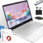 HP 14″ Laptop 2025 Business Student Slim Computer, Lifetime MS Office, Copilot AI, Quad-Core Intel CPU, 16GB RAM, 628GB Storage (128GB UFS+500GB Ext), MarxsolAccessory, Wi-Fi 6, Win 11 Pro, Silver