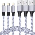 TAKAGI for iPhone Charger, [MFi Certified] Lightning Cable 3PACK 6FT Nylon Braided USB Charging Cable High Speed Transfer Cord Compatible with iPhone 14/13/12/11 Pro Max/XS MAX/XR/XS/X/8/iPad