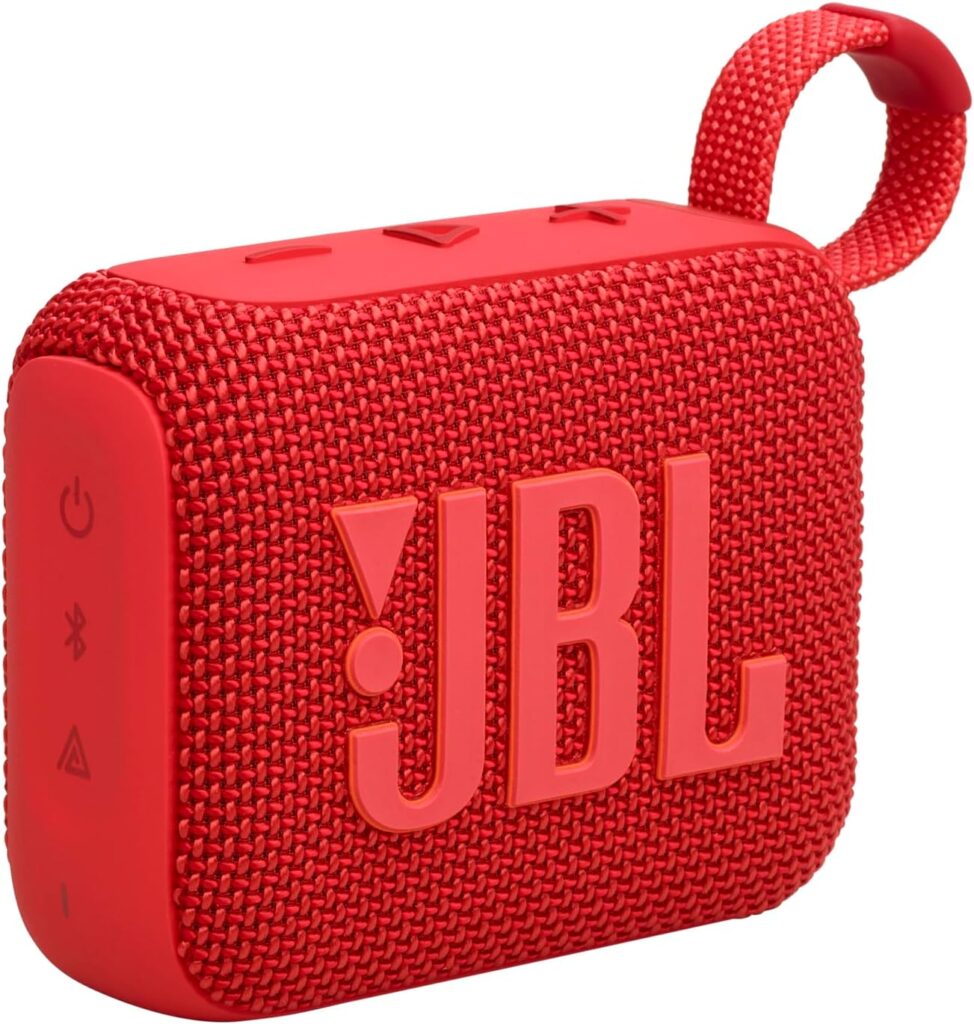 JBL Go 4 – Ultra-Portable, Waterproof and Dustproof Bluetooth Speaker, Big Pro Sound with Punchy bass, 7-Hour Built-in Battery, Made in Part with Recycled Materials (Red)