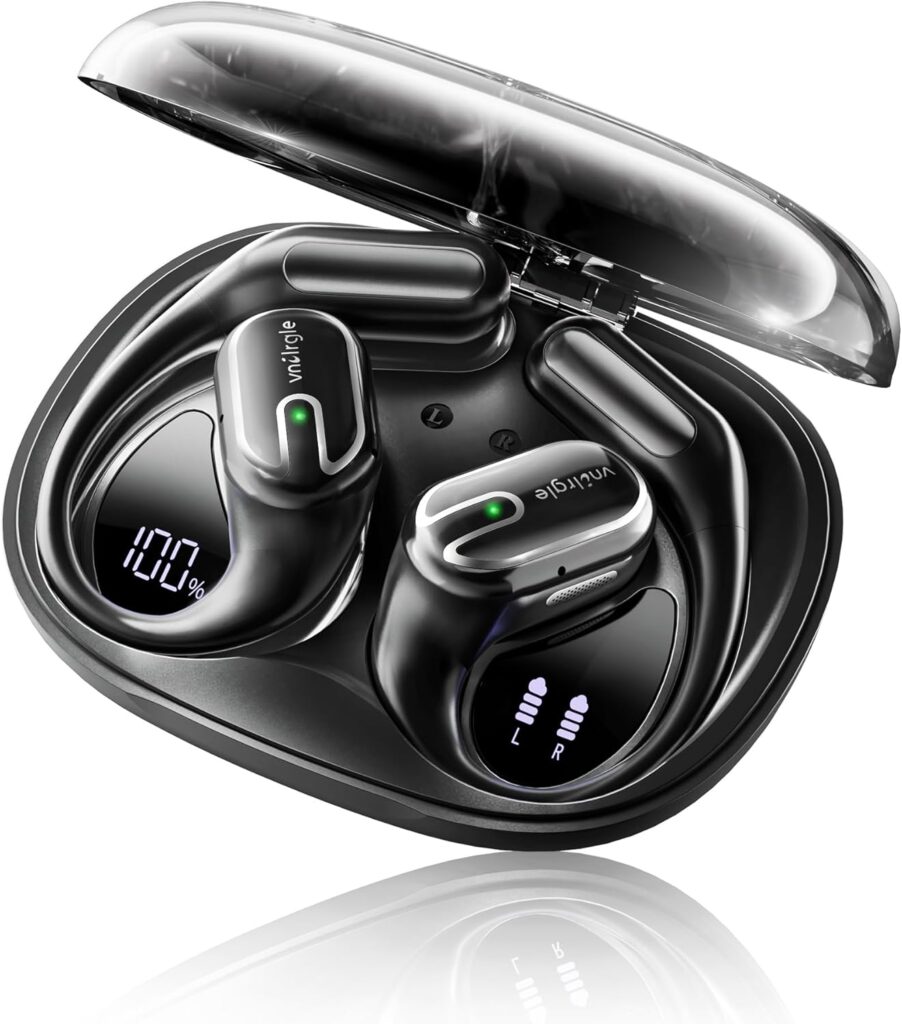 Open Ear Earbuds Bluetooth Headphones Wireless – 80Hrs Playtime Wireless Earbuds with IPX7 Waterproof Touch Control Earphones Sport with 18.2mm Drivers Stereo Sound Bluetooth 6.0 for Running Fitness