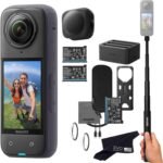 Insta360 X4 Battery Bundle- Waterproof 8K 360 Action Camera Bundle Includes Extra 2 Batteries, Charger, Invisible Selfie Stick, Lens Cap, X4_CHARGER_2-BATT_SELFIE_LG_No Card-ALT1