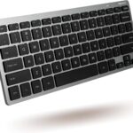 Macally Small Wireless Keyboard | Mini Keyboard for PC – Slim, Quiet & Portable for Laptop, Desktop PC, Surface, Chromebook – Space Gray