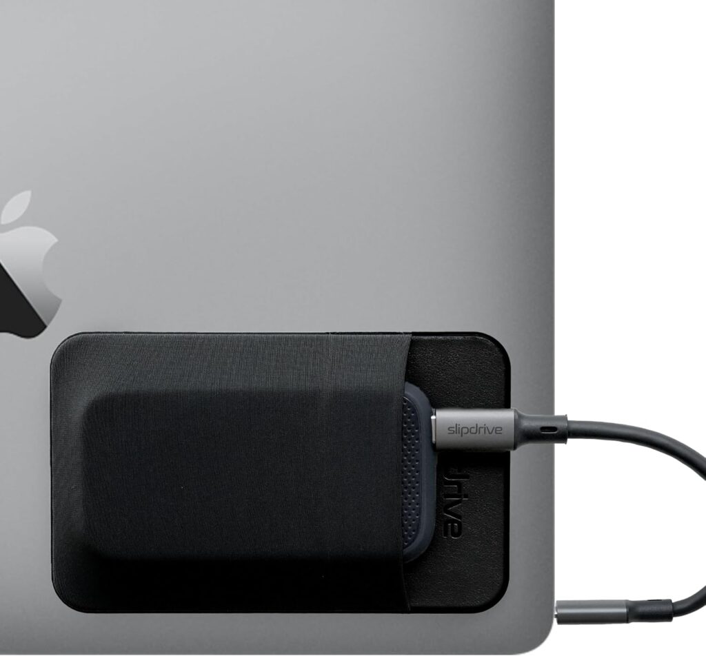 Slipdrive – Portable Hard Drive Sleeve for Laptop – SSD Solid State Drive – Reusable Adhesive – Stick on External Hard Drive Carrying Case – Pocket Pouch (Small, Black)