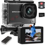 Apexcam Action Camera 4K with 64GB Card, HD 60FPS 48MP Sports Camera for Vlogging, 40M Waterproof Camera Underwater, 170 ° Wide Angle WiFi Camcorder, 8X Zoom, Remote Control, Helmet Mount Accessories