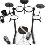 Alesis Turbo Max Electric Drum Set with Quiet 8″ Mesh Pads, Lessons, Bluetooth and Accessories, Foldable