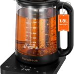 Narcissus Electric Kettle Temperature Control ±5℉, 1.8L Glass Electric Tea Kettle with Removable Infuser for Flowers & Fruit Tea, 1200W Fast Boiling, 6 Hours Keep Warming, Black