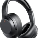 Active Noise Cancelling Headphones, Upgraded Wireless Bluetooth Headphones Over Ear with ENC Mic, HiFi Stereo Deep Bass, Noise Canceling Headphones Lightweight, BT 5.4, for Travel/Office/Home, Black