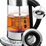 OVENTE 1.7L Electric Tea Kettle with Removable Infuser, Variable Temperature Control, Keep Warm Function, 1500W Fast Heating Water Boiler, BPA Free Borosilicate Glass & Easy to Fill Lid, Silver KG733S