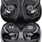 Wireless Earbuds, Bluetooth 5.4 Headphones Sport, Over Ear Buds With ENC Noise Cancelling Mic, 48H, Wireless Earphone With Earhooks, Stereo Deep Bass, IP7 Waterproof ear bud for Workout Running, Black