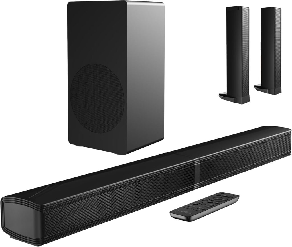 4.1 CH Soundbar for Smart TV with Subwoofer, 2-in-1 Detachable Sound Bar for TV, Bluetooth 5.3/HDMI ARC/Optical/Aux Connections
