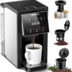 AIRMSEN Grind & Brew Coffee Maker with Grinder – Single Serve Machine Compatible with K-Cup Pods & Ground, 1000W Fast 6-14oz Brewer, Descaling Alert, Touchscreen & 50oz Removable Tank