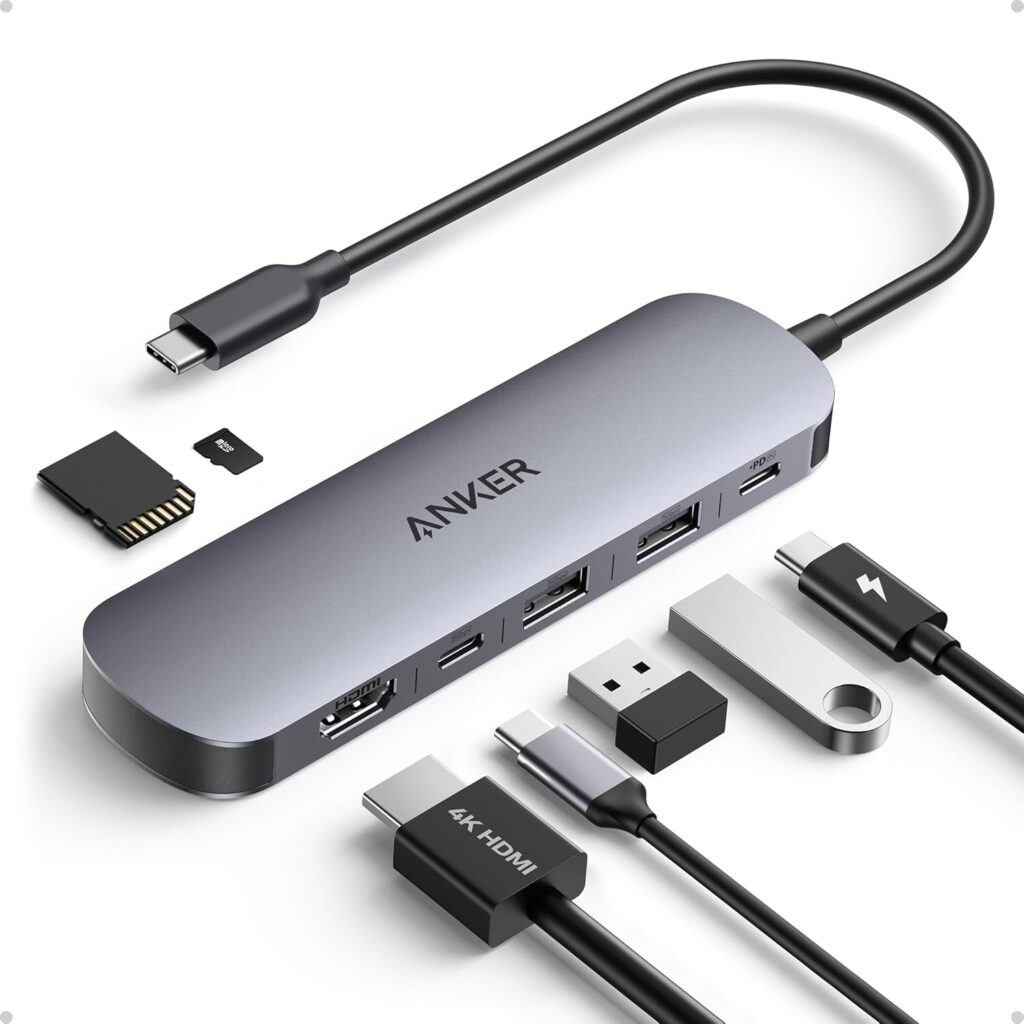 Anker USB C Hub, 7-in-1 Multi-Port USB Adapter for Laptops, 4K@60Hz USB C to HDMI Splitter, 85W Max Power Delivery, 3xUSBA & C 3.0 Data Ports, SD/TF Card, for Type C Devices (Charger Not Included)