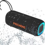 Bluetooth Speaker, Portable Wireless Clear Loud Stereo Sound IPX5 Waterproof with RGB Lights BT5.3 Long Playtime TWS Pairing,for Home Party Outdoor Beach,Great Gift Choice (Black)