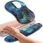 Hokafenle 2in1 Combination, Wave Keyboard Wrist Rest and Ergonomic Curvature Mouse Pad Wrist Support for Relieve Wrist Pain, Filled with Soft Cushion Memory Foam, Nebula Dreamland