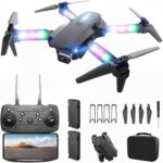 BEZGAR Drone with Camera for KIds – 1080P HD FPV RC Quadcopter with 90° Adjustable Lens, Coloeful LED Lights, Gestures Selfie, One Key Start, 360° Flips, Toys Gifts Mini Drones for Boys Girls, Black