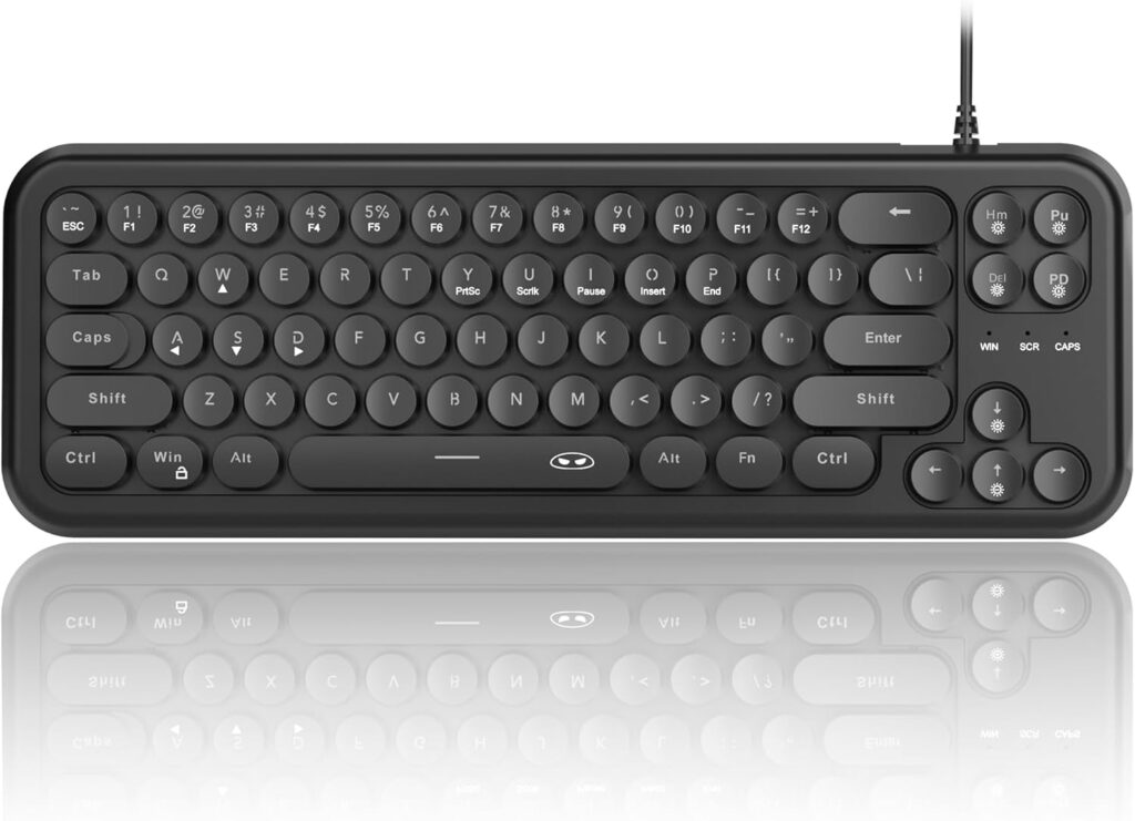 MageGee Typewriter Style 60% White Gaming Keyboard, Mechanical Feeling RGB Backlit 68 Keys Compact USB Wired Ergonomic Gaming Keyboard for PC, Mac, Laptop(Black)