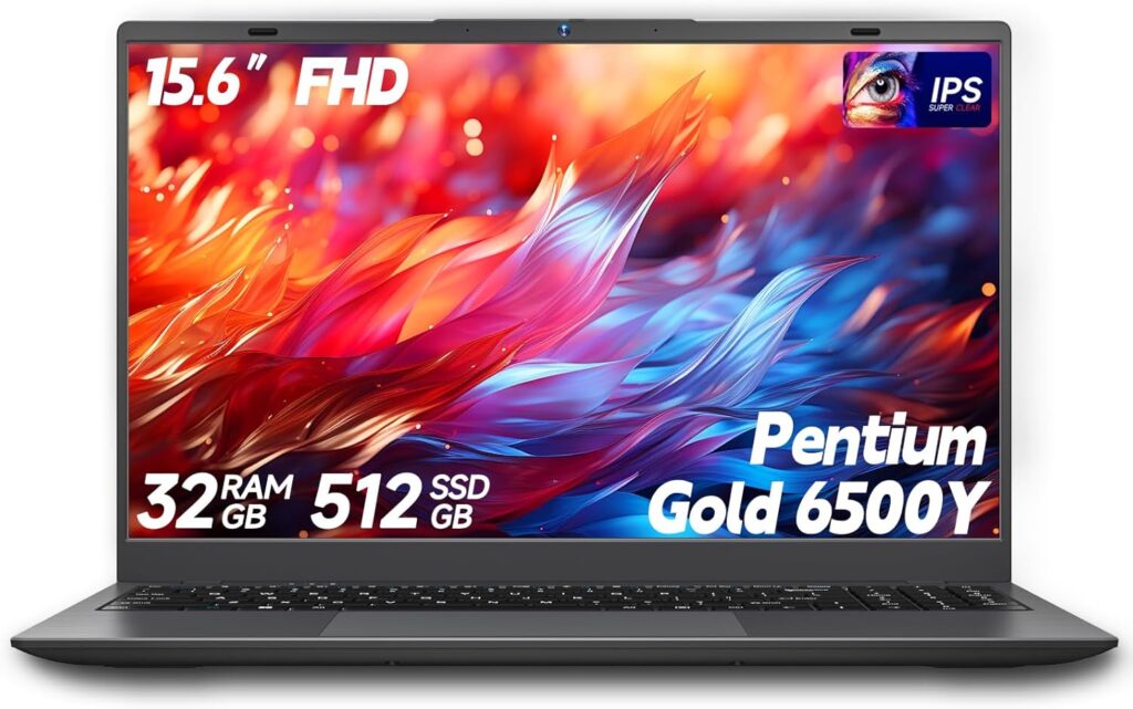 15.6-Inch Laptop Computer, Gold 6500Y Processor (Up to 3.4GHz), 32GB RAM 512GB SSD, 1080P FHD IPS Display, Win11, Type-C, HDMI, USB3.2, BT5.2, WiFi 5, Laptops