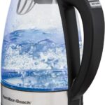 Hamilton Beach 1.7L Electric Tea Kettle, Water Boiler & Heater, LED Indicator, Built-In Mesh Filter, Auto-Shutoff & Boil-Dry Protection, Cordless Serving, Variable Temp, Clear Glass (40941R)