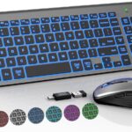 SABLUTE Wireless Keyboard and Mouse Combo Backlit – Compact Quiet Keyboard with RGB Mouse, Rechargeable, Slim, Sleep Mode, Portable Cordless Keyboard Mouse Set for Mac, Windows, Laptop (Space Gray)