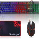 BlueFinger RGB Gaming Keyboard and Backlit Mouse Combo, USB Wired, LED Gaming Set for Laptop PC Computer Game and Work