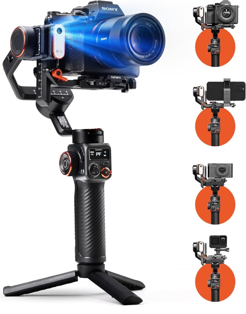hohem iSteady MT2 Kit Gimbal Stabilizer for Camera, 3-Axis Gimbal for Mirrorless/Pocket/Action Camera/Smartphone, AI Tracker, Magnetic Fill Light Stabilizer, Available for Canon/Nikon/Sony