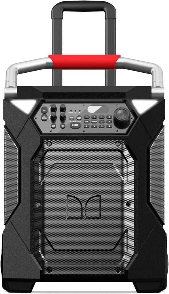 Monster Rockin’ Roller 360 Indoor/Outdoor Portable Bluetooth Speaker | Up to 240W of 360 Degree Sound & Up to 100 Hours of Playtime | Includes Microphone