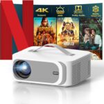 [AI Movin 2.0 System/1500 ANSI/Auto Focus] Portable-Projector with WiFi and Bluetooth, Outdoor-Projector 30W DoIby Audio APPS Built-in, Lisowod 4K Support Smart Proyector with HDR10+ 2025 Upgraded