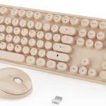 Kootop Wireless Keyboard and Mouse Combo, Cute Colorful 104 Keys Typewriter Retro Round Keycaps Keyboard for PC Laptop,Desktop,Windows, Home and Office Keyboards Coffee