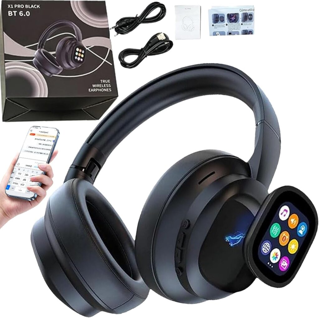 HY-X1 Pro AI Translation Wireless Headphones, with Detachable Full Color LCD Touch Screen, Support 169 Languages Bluetooth Translation Function, for Travel Business (1pcs)