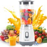 SIMPLUS Blender for Smoothies, 20 Oz BPA-Free Portable Small Blenders for Kitchen, Mini Juicer for Shakes, Protein Drinks, Baby Food, 300 Watts Blender & Food Processor, Stainless Steel Cutter, Grey