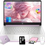 HP 2025 14 inch Everyday Laptop Computer for Student & Business – AI-Powered 1-Y Office 365 • Intel Quad-Core CPU • Ultra-Light • 16G RAM • 384G Storage (128G UFS+256G SD Card) • Win 11 Pro • Lavender