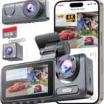 3 Channel Dash Cam for Cars Front Rear Inside, 1080P WiFi Dash Cam w/ 32GB Card, 2.0″ IPS Screen Dashboard Camera Recorder with App Control, G-Sensor, Loop Recording, Night Vision, Parking Monitor