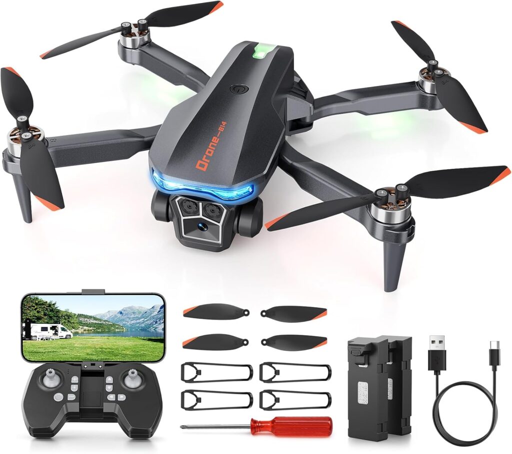Drone with Camera – Foldable Brushless Motor Drone for Adults/Kids, 1080P HD RC quadcopter. Waypoint Fly, Altitude Hold, One Key Take Off/Landing, Gesture Selfie, 3D Flip, Long Flight Time