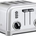 Cuisinart 4 Slice Toaster, Compact Stainless Steel Toaster with Extra-Wide Slots for Toasting Bread, French Toast, Bagels and Pastries, Defrost & Reheat Functions, CPT-180P1, Brushed Stainless