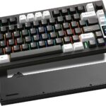 YUNZII AL80 Wireless Mechanical Keyboard,Full Aluminum CNC, Smart LCD Display,Hot Swappable Gasket Mount 75% Layout with Knob,BT/2.4G/USB-C,QMK/VIA Support for Win/Mac (Black, Cocoa Cream V2 Switch)