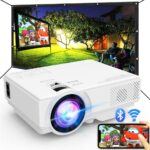 Projector with WiFi and Bluetooth, Upgrade Outdoor Projector, Mini Movie Projector Supports 1080P Synchronize Smartphone Screen by WiFi/USB Cable for Home Entertainment (WiFi)
