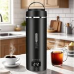 Travel Kettle Small Tea Kettle Coffee Mini Portable Electric Kettle with 4 Temperature Settings, Plug in 304 Stainless Steel Mini Travel Electric Kettle with Auto Shut-off(Black)