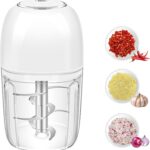 450ML Electric Garlic Chopper, Mini Portable Food Processor, Garlic Grinder Masher for Onion, Ginger, Chili, Fruit, Vegetable, Meat