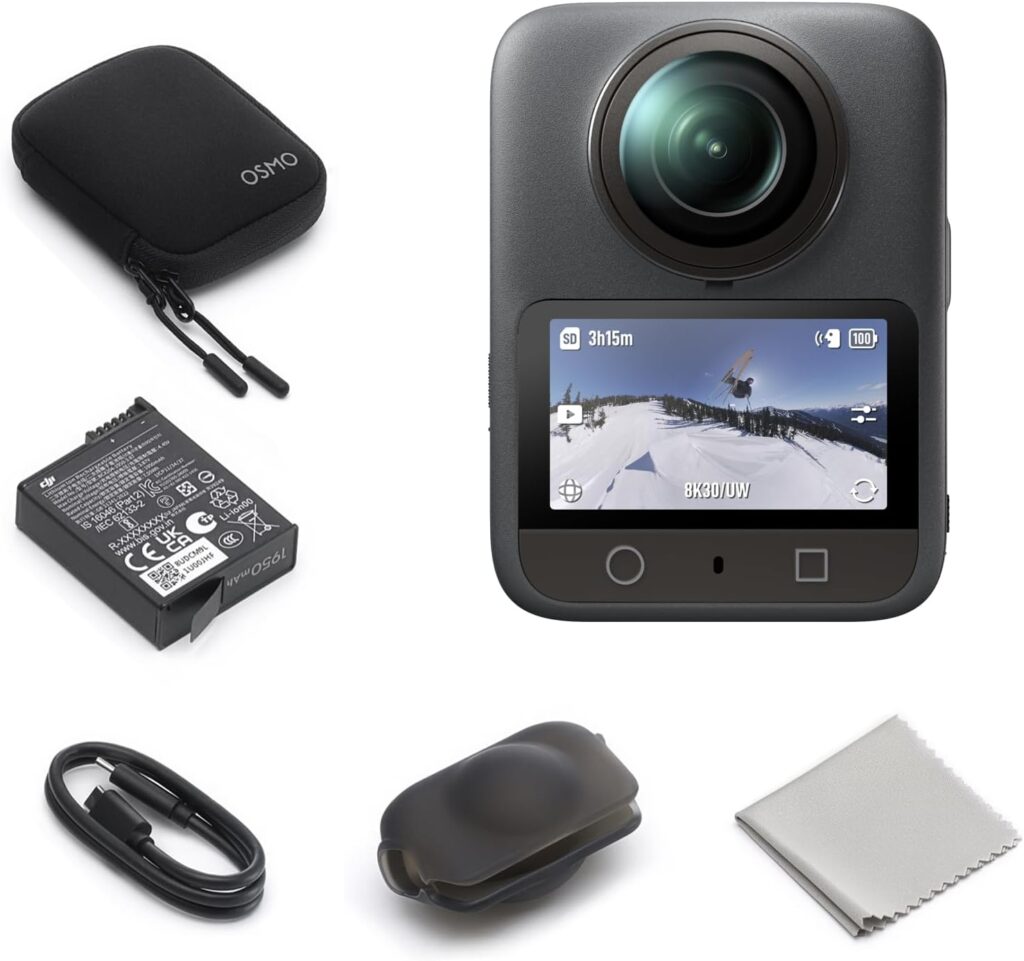 DJI Osmo 360 Standard Combo – Waterproof 8K 360° Action Camera with 1-Inch Sensor, 128GB Built-in Storage, 100-Min 8K Recording, 4K/120fps & 170° Wide-Angle Video, Invisible Selfie Stick Effect