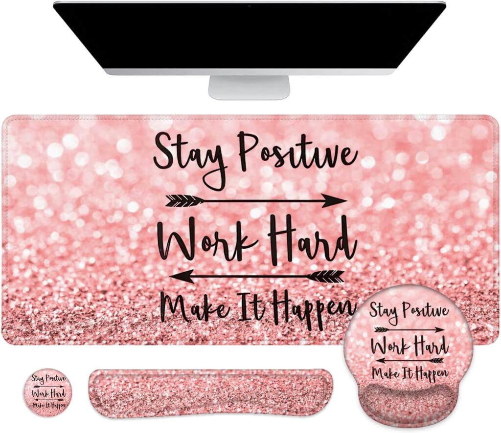 LATEEFAH Mouse Pad with Wrist Rest, Large Mouse Pad, Ergonomic Gaming Desk Pad Keyboard Wrist Rest Set, 4-in-1 Desk Mat Keyboard Mat for Home, Office