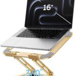 Adjustable Laptop Stand, Computer Stand with 360 Rotating Base, Ergonomic Laptop Riser Mount for Desk Foldable Protable Computer Desk Fits with MacBook Pro Air (10-16″) – Gold