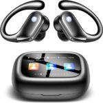 Wireless Earbuds, ENC Noise Cancelling Sport Ear Buds with Multifunctional Touch Screen, Bluetooth 5.4 Headphones, Bass Stereo Sound, 5 EQ Over-Ear Earbuds for Sports/Workout/Gym-Black