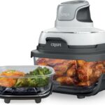 Ninja FN100WH Crispi Air Fryer, Microwave, Freezer & Dishwasher Safe, Non Toxic Glass Portable Cooking System, 4 QT & 5 Cup Glass Containers with Storage Lids, Easy Meals, White (Renewed)