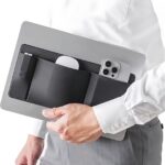 3-Pocket Organizer, Mouse Holder for Laptop Stick on – External Hard Drive Sleeve for MacBook, Laptop Mouse Holder (Black)