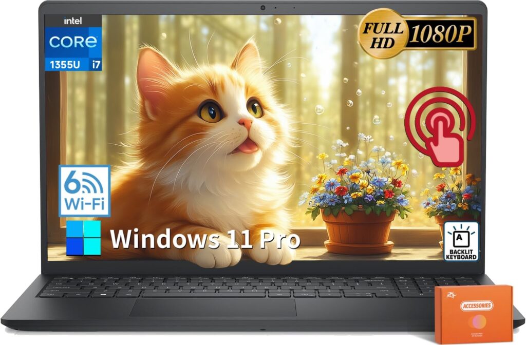 Dell Inspiron 15 3530 Touchscreen Laptop, 15.6″ FHD Anti-Glare Display, Intel Core i7-1355U (Up to 5.0GHz), 32 GB RAM, 1 TB SSD, Intel Iris Xe GPU, Webcam, Wi-Fi 6, Windows 11 Pro, w/Accessories