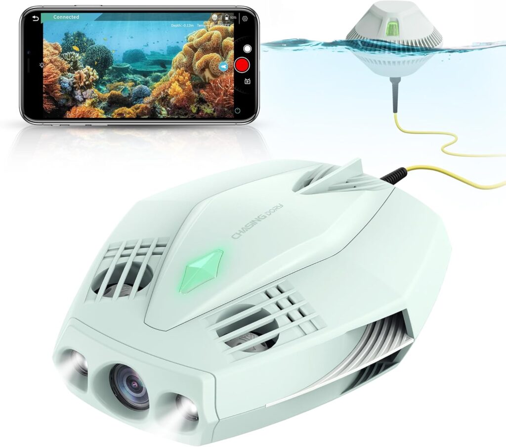 Chasing Dory Underwater Drone – Palm-Sized 1080p Full HD Underwater Drone with Camera for Real Time Viewing, APP Remote Control (Green)