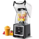 Wantjoin Professional Grade Blender – Soundproof & Quiet Commercial Blenders, Removable Shield, 2000W Watte, 67 Oz Capacity – and Frozen Drinks(Black)