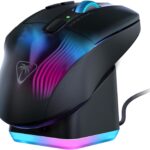 Turtle Beach Kone XP Air Wireless Customizable Ergonomic RGB Gaming Mouse, Bluetooth, 19K DPI Optical Sensor, 100-hour Battery & Charging Dock, 29 Programmable Inputs & RGB Lighting, 4D Wheel – Black